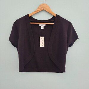 KIM BY KIM RODGERS BROWN BOLERO KNIT SHRUG/JACKET SIZE MEDIUM NEW